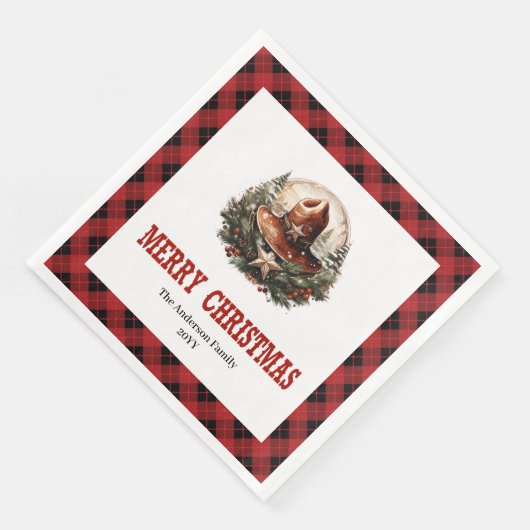 Serviette En Papier Western sheriff's badge red black Christmas napkin (Coin)