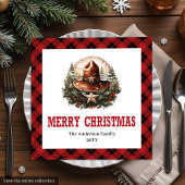 Serviette En Papier Western sheriff's badge red black Christmas napkin
