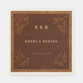 Serviette En Papier Western Tooled Rustic Terracotta Elegant Wedding (Devant)