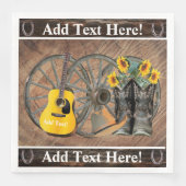 Serviette En Papier Western Wagon Wheel Guitar Cowboy bottes tournesol (Devant)