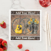 Serviette En Papier Western Wagon Wheel Guitar Cowboy bottes tournesol (En situation)