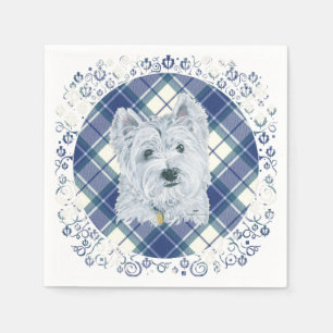 Serviette En Papier Westie sur Tartan