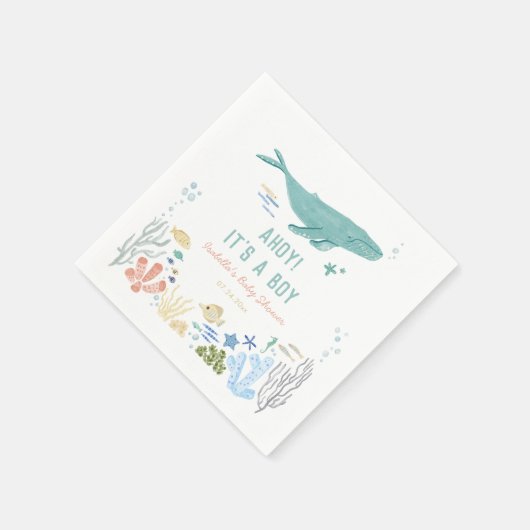 Serviette En Papier Whale Ahoy C'est un Baby shower garçon (Coin)