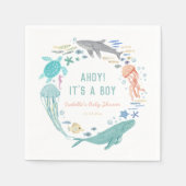 Serviette En Papier Whale Ahoy C'est un Baby shower garçon (Devant)