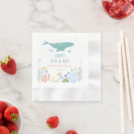 Serviette En Papier Whale Ahoy C'est un Baby shower garçon