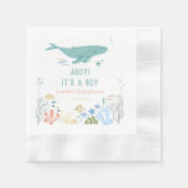Serviette En Papier Whale Ahoy C'est un Baby shower garçon (Devant)