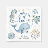 Serviette En Papier Whale Baby Shower Boy Blue Ocean Paper (Devant)