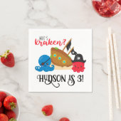 Serviette En Papier "What's Kraken" Octopus Pirate Children's Birthday (En situation)