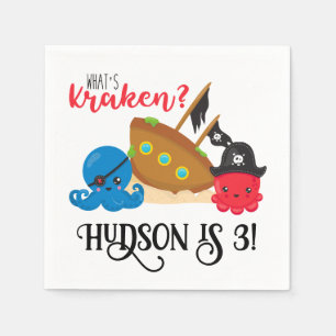 Serviette En Papier "What's Kraken" Octopus Pirate Children's Birthday