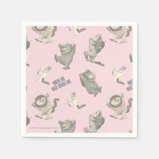 Serviette En Papier Where the Wild Things Are Pink Star Pattern (Devant)