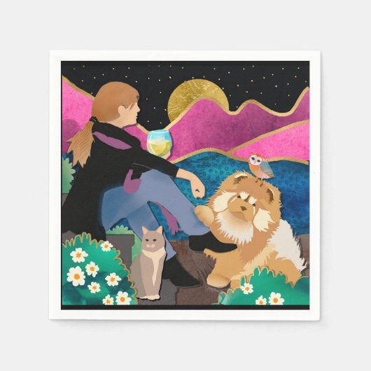 Serviette En Papier WHERE With ME chow papier serviettes (Devant)