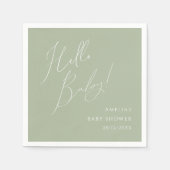 Serviette En Papier Whimsage Vert Hello Baby shower serviettes (Devant)