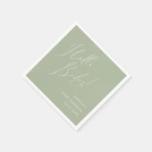 Serviette En Papier Whimsage Vert Hello Baby shower serviettes (Coin)