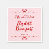 Serviette En Papier Whimsical 50 and Fabulous Bow Doodle Birthday (Devant)