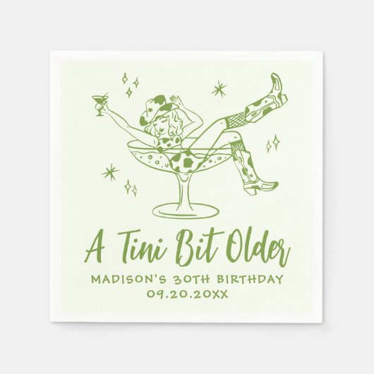 Serviette En Papier Whimsical A Tini Un Peu Plus Vieux Vert Anniversai (Devant)