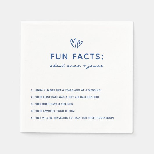 Serviette En Papier Whimsical Blue Fun Facts Mariage (Devant)