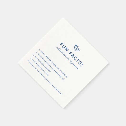 Serviette En Papier Whimsical Blue Fun Facts Mariage (Coin)