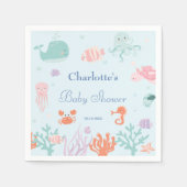 Serviette En Papier Whimsical Blue Ocean Animaux Baby shower Party (Devant)