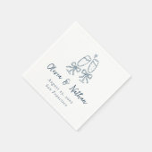Serviette En Papier Whimsical Blue Retro Handdrawn Bow Wedding (Coin)
