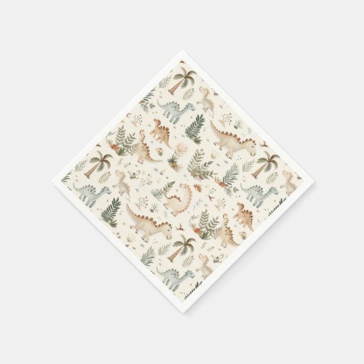 Serviette En Papier Whimsical Boho Jungle Dinosaur Motif (Coin)