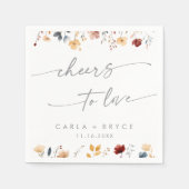 Serviette En Papier Whimsical Boho Wildflower Cheers to Love Wedding (Devant)