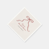 Serviette En Papier Whimsical Burgundy Bow Fête des mariées manuscrite (Coin)