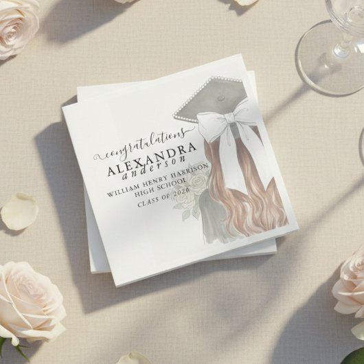 Serviette En Papier Whimsical Calligraphy Graduation Bow