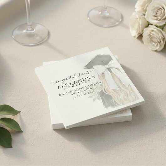 Serviette En Papier Whimsical Calligraphy Graduation Bow