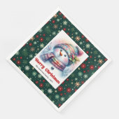 Serviette En Papier Whimsical cartoon snowman with snowflakes kids  (Coin)