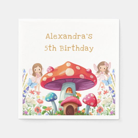 Serviette En Papier Whimsical Champagne Fée Fée Fée Anniversaire (Devant)