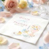 Serviette En Papier Whimsical Chic Elegant Hand Drawn Wedding