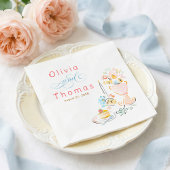 Serviette En Papier Whimsical Chic Elegant Hand Drawn Wedding