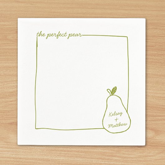 Serviette En Papier Whimsical & Chic Personnalisé Funny Pear Mariage
