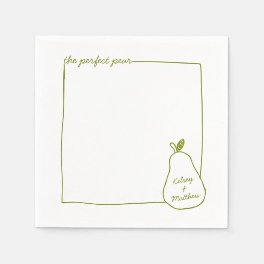 Serviette En Papier Whimsical & Chic Personnalisé Funny Pear Mariage (Devant)