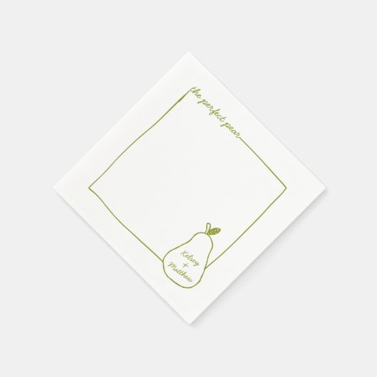 Serviette En Papier Whimsical & Chic Personnalisé Funny Pear Mariage (Coin)