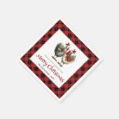 Serviette En Papier Whimsical chickens Christmas napkins editable name (Coin)