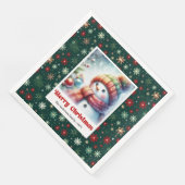 Serviette En Papier Whimsical Christmas Snowman Napkins Editable Party (Coin)