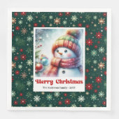 Serviette En Papier Whimsical Christmas Snowman Napkins Editable Party (Devant)
