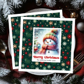 Serviette En Papier Whimsical Christmas Snowman Napkins Editable Party