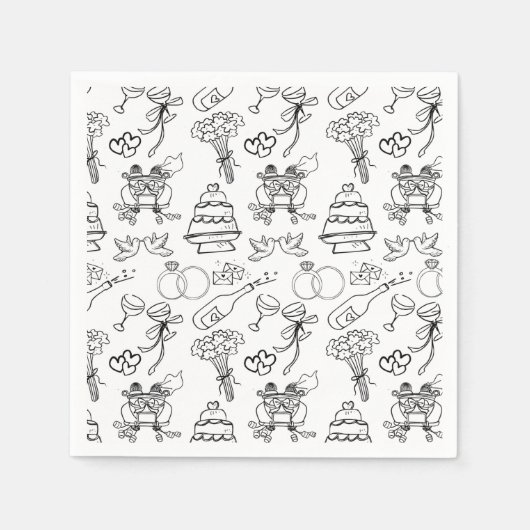 Serviette En Papier Whimsical Cute Chic Fête des mariées Engagement (Devant)