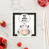 Serviette En Papier Whimsical Cute Holy Cow Bonne fête d'anniversaire (En situation)