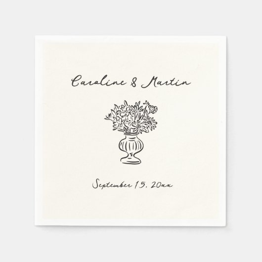 Serviette En Papier Whimsical, dessiné à la main mariage (Devant)