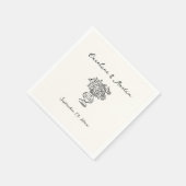 Serviette En Papier Whimsical, dessiné à la main mariage (Coin)