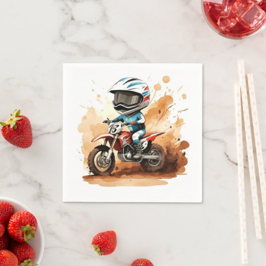Serviette En Papier Whimsical Dirt Wheels Motorcycle Anniversaire (En situation)