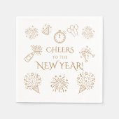 Serviette En Papier Whimsical Doodles Gold Cheers to New Year Party (Devant)