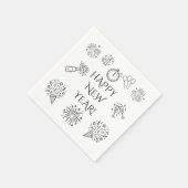 Serviette En Papier Whimsical Doodles Happy New Year (Coin)