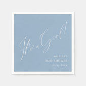 Serviette En Papier Whimsical Dusty Blue C'est un Baby shower de fille (Devant)