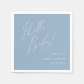 Serviette En Papier Whimsical Dusty Blue Hello Baby shower serviettes (Devant)