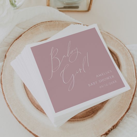 Serviette En Papier Whimsical Dusty Rose Baby shower bébé fille
