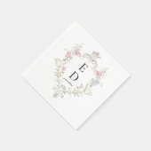 Serviette En Papier Whimsical Elegant Rococo Floral Crest Monogram (Coin)